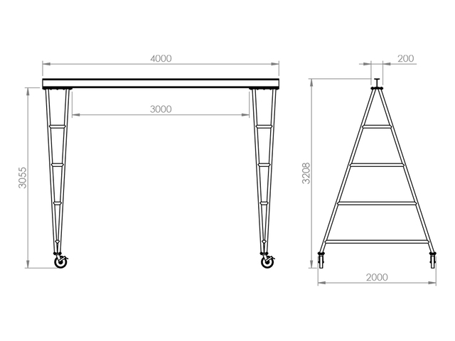 Cavalete com Talha 1 Tonelada 4x3 metros