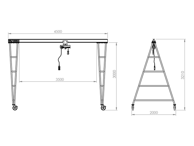 Estrutura Metálica Pórtico 1 Ton 4,5m x 3,5m