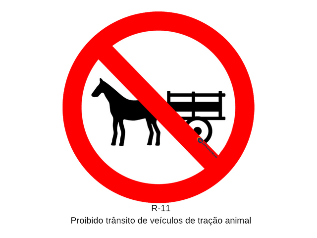 Placa R-11 Proibido Trânsito de Veículos de Tração Animal