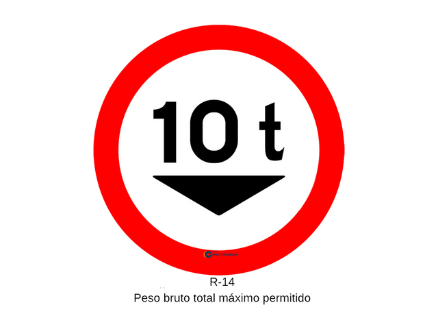 Placa R-14 Peso Bruto Total Máximo Permitido