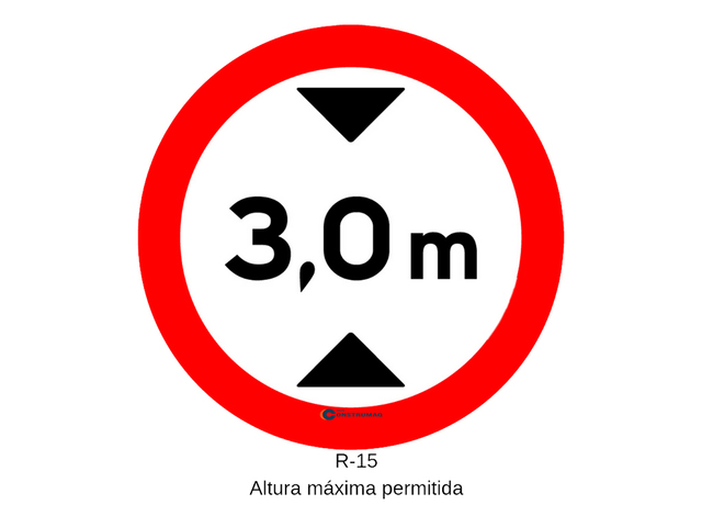 Placa R-15 Altura Máxima Permitida