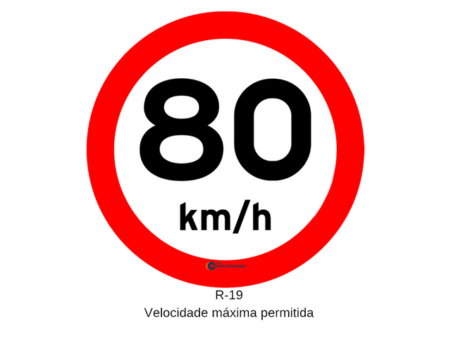 Placa R-19 Velocidade Máxima Permitida