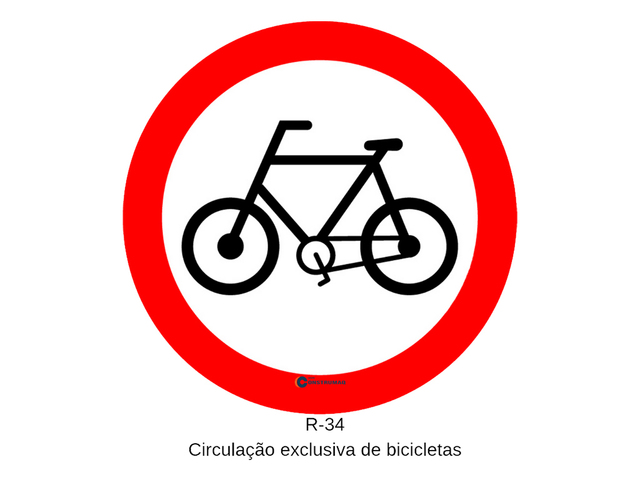 Placa R-34 Circulação Exclusiva de Bicicletas