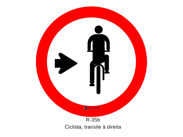 Placa R-35b Ciclista Transite à Direita