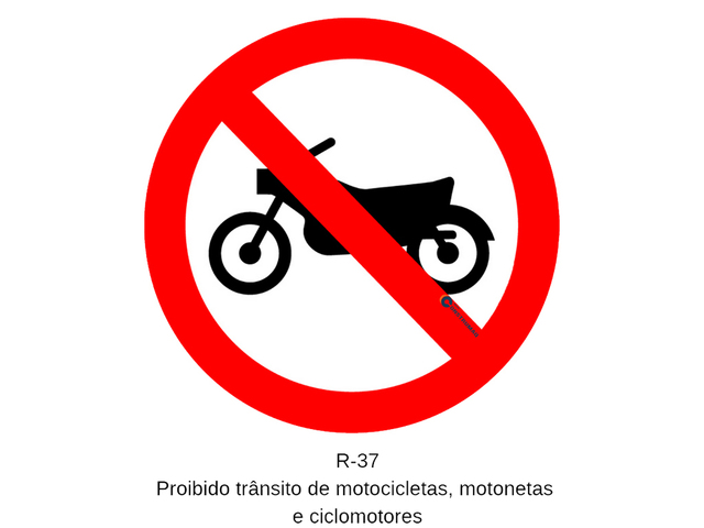 Placa R-37 Proibido Trânsito de Motocicletas, Motonetas e Ciclomotores