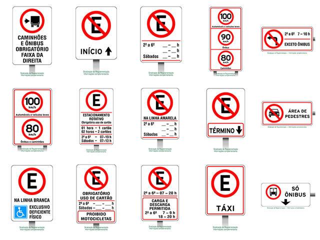 Placas de Advertência e Regulamentação