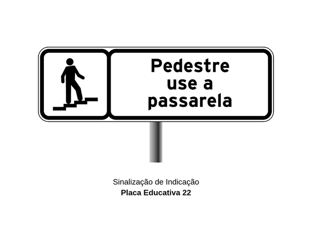 Placas de Trânsito Educativas - Pedestre use a Passarela