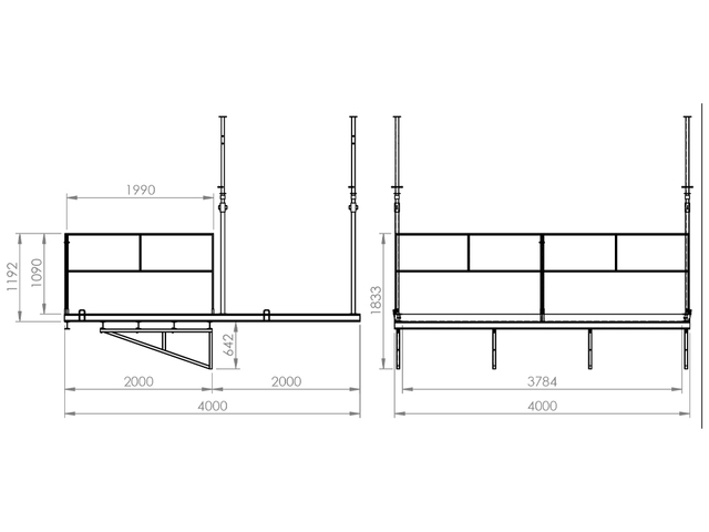 Plataforma de Carga Construção Civil 2x4x2ton