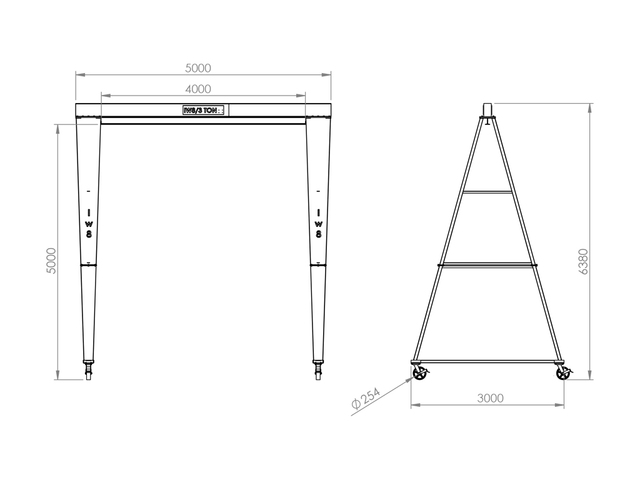 Pórtico Móvel Talha Manual 3ton